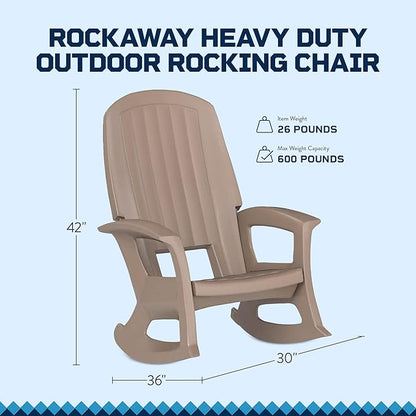 Semco Rockaway Heavy Duty All-Weather Outdoor Rocking Chair Plastics - Black