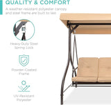 Best Choice Products 3-Seat Outdoor Large Converting Canopy Swing Glider, Patio Hammock Lounge Chair for Porch - Photo 3