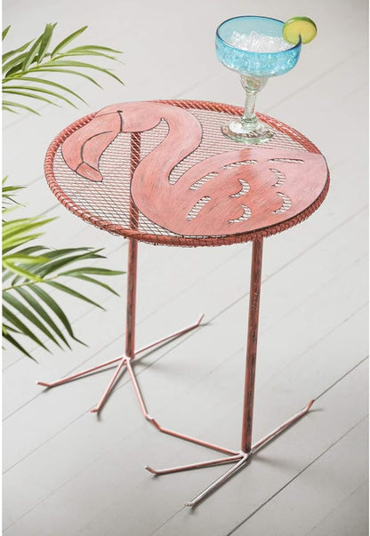 Cape Craftsmen Beautiful Springtime Brushed Metallic Flamingo Chair and Side Table, Set of 2-22 x 18 x 38 Inches Fade and Weather Resistant Decoration for Homes, Apartments, Yards and Gardens