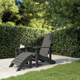 Garden Adirondack Chair with Footstool Anthracite HDPE Standard Size Detachable for Patio Balcony Outdoor Relaxation - Photo 1
