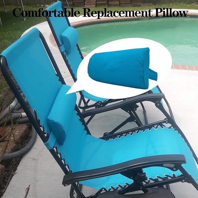 Ostlttyn Zero Gravity Chair Replacement Pillow Headrest with Elastic Band, Universal Soft Removable Padded Cushion Head Pillow, Light Blue, 14.3L' x 6.3W' x 2.3H'