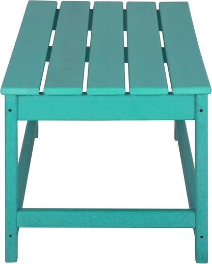 WO Home Furniture Adirondack Chairs Table Set of 3 PCS Outdoor Folding Chairs Coffee Table Weather/UV Resistant for Lawn, Garden, Bon Fire, Balcony (Turquoise)