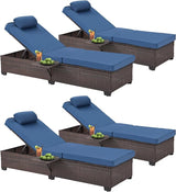 HOMREST PE Wicker Chaise Lounge Chairs Set of 4, Adjustable 5 Position Outside Rattanr Patio Pool Chair with Headrest - Photo 1