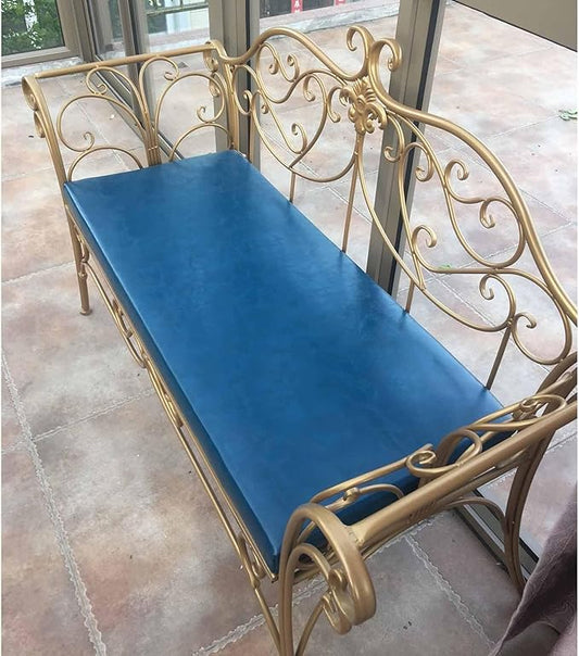 SYUFRE Outdoor Garden Bench Patio Furniture Chair Park Bench with Flower Pattern Backrest, Slatted Seat, Metal Bench Outdoor for Outdoor Porch, Lawn, Balcony, Backyard (Color : Gold)