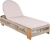 Merax Outdoor Chaise Lounge Chair with Adjustable Backrest & Waterproof Cushion - Acacia Wood Pool Sun Lounger for Patio - Photo 3