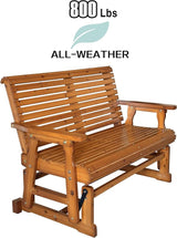 Fortune Candy Wooden Patio Glider with High Roll Back and Deep Contoured Seat, Solid Fir Wood, 2-Seater - Photo 3