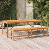 Solid Acacia Wood Garden Bench with Fishbone Pattern, Durable Outdoor Seating for Patio and Garden, 3-Person Capacity - Photo 1