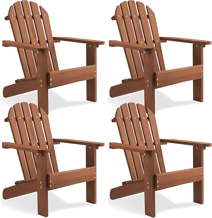 Casafield Children's Adirondack Chairs, Set of 4 Cedar Wood Outdoor Kid's Chairs for Patio, Deck, Lawn and Garden, Partially Pre-Assembled - Espresso