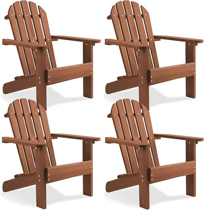 Casafield Children's Adirondack Chairs, Set of 4 Cedar Wood Outdoor Kid's Chairs for Patio, Deck, Lawn and Garden, Partially Pre-Assembled - Espresso