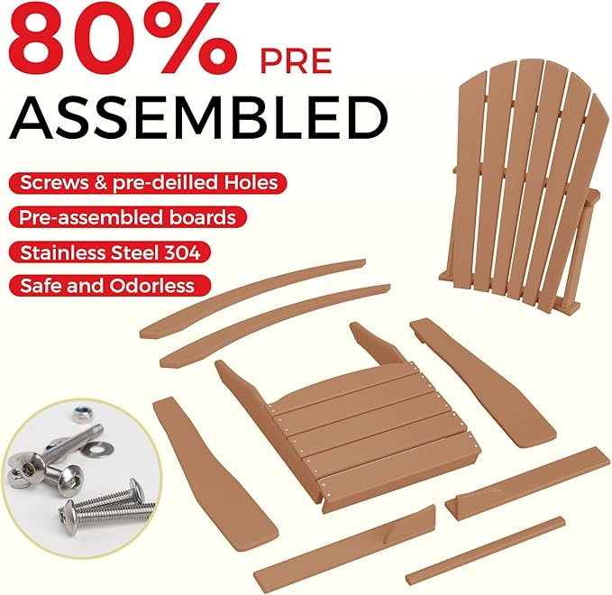 Costaelm Outdoor Adirondack Chair, All Weather Resistant Lawn Chairs Balcony Chair and Fire Pit Chairs - Photo 5
