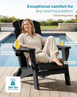 Folding Adirondack Chair, HDPE All-Weather Fire Pit Chairs, Plastic Adirondack Chairs with 2 Cup Holder - Photo 3