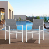 Kozyard Villa Outdoor Patio Dining Chairs Set of 2, Aluminum Frame with Padded Textilene Fabric - Photo 2