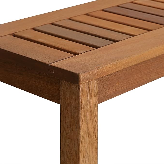 Furinno TIOMAN Outdoor Bench, Backless Garden Bench, for Patio, Deck, Garden, 12 x 39 x 19, Light Wood