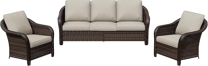 3 Pieces Outdoor Patio Conversation Set, 78" Couch, 2 Chairs - Photo 8