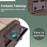 Outdoor Patio Recliner Chair, 180°Reclining Patio Chairs with Adjustable Backrest & Flip-Up Table - Photo 4