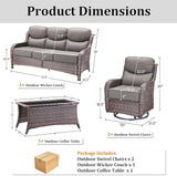 Luxury High Back Patio Furniture Set with 6-Inch Thick Cushions, 4-Pieces Outdoor Furniture with Swivel Chairs - Photo 8
