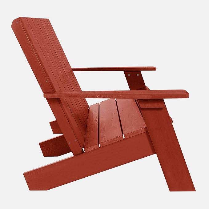 Highwood Italica Modern Outdoor Adirondack Loveseat, Rustic Red