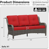 3 Seat Outdoor Couch, Wicker Patio Sofa with Thickened Olefin Cushions, High Back and Deep Seating - Photo 3