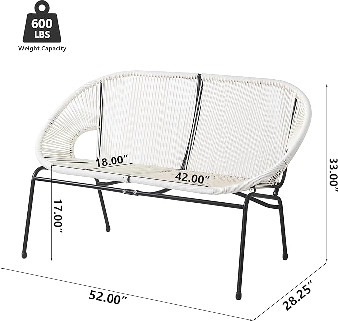 GDFStudio Patio Loveseat All-Weather Rattan 2 Seater Sofa Outdoor Patio Furniture Set for Balcony Poolside Backyard - Photo 2