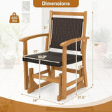 HAPPYGRILL Outdoor Glider Chair Acacia Wood Porch Glider with Rattan Seat and Backrest, Swing Rocking Armchair for Patio - Photo 3