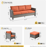 ovios Patio Furniture Set, 5 Pieces Outdoor Wicker Sofa Couch with Ottomans Comfy Cushions - Photo 7