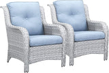 Rilyson Outdoor Patio Chairs Wicker Chair - 2PC Rattan Chairs Set with High Back and Deep Seating for Deck Porch - Photo 1