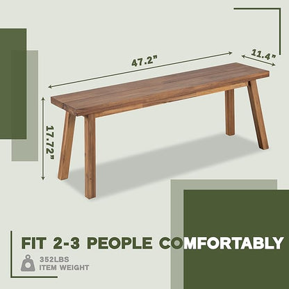 Solid Wood Bench - Minimalist Design, Acacia Wood Construction, Brown Color, Versatile for Entryway, Living Room, Bedroom & Outdoors, Easy Assembly & Weather-Resistant