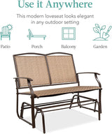 Best Choice Products 2-Person Outdoor Patio Swing Glider Steel Bench Loveseat Rocker for Deck, Porch w/Textilene Fabric - Photo 7