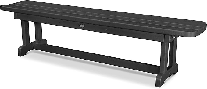 POLYWOOD Park 72" Harvester Backless Bench, Black - Modern Outdoor Garden Bench - Heavy-Duty HDPE Patio Seating - 6-Foot Long Bench for Deck, Porch & Backyard
