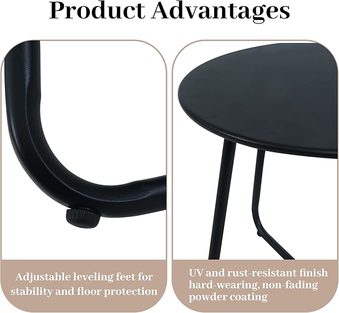Outdoor Side Table Metal - Portable Accent Table, Multi-Functional End Table for Patio, Balcony, Bedroom & RV Use - Photo 6