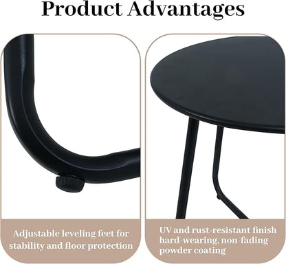 Outdoor Side Table Metal - Portable Accent Table, Multi-Functional End Table for Patio, Balcony, Bedroom & RV Use