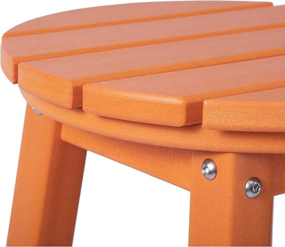 Costaelm 24" Height Outdoor Bar Stools, All-Weather Bar Stools, Adirondack Poly Patio Round Bar Stool for Patio, Deck, Kitchen Counter and Garden, Orange