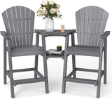 FOOWIN Tall Adirondack Chair Set of 2, All Weather HDPE Bar Height Adirondack Chair with Double Connecting Trays - Photo 1