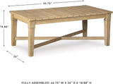 Signature Design by Ashley Outdoor Eucalyptus Carter Hall Patio Coffee Table, Beige - Photo 3