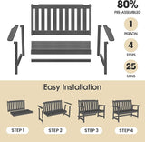 Ciokea 49" Heavy Duty Outdoor Bench, HDPE Weatherproof Porch Benches, Durable 2-Person Garden Benches with 660 Lbs - Photo 6