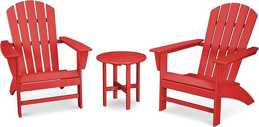 POLYWOOD Nautical 3-Piece Adirondack Chair Set