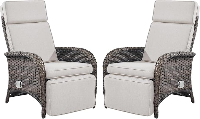 Belord Versatile Outdoor Recliner Chair - Reclining Patio Chair Set of 2 with Adjustable Backrest and Footrest - Photo 1