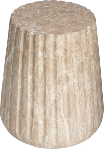 Christopher Knight Home Jayme 18.25" H Lightweight Concrete End Table, Outdoor Side Table, Carved Garden Stool, Chair Side Desk, Patio Decorative Home Stool for Balcony Poolside Backyard, Gold