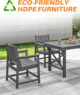 Patio Dining Chair Set of 2, HDPE Outdoor Dining Chair, Ergonomic HDPE Dining Chairs with Deep Seating - Photo 5