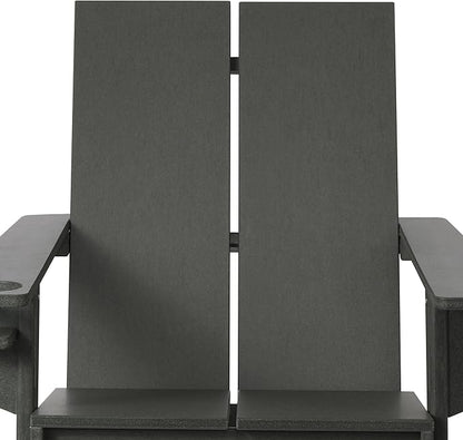WestinTrends Riviera Outdoor HDPE Modern Adirondack Chair with Cup Holder, Gray