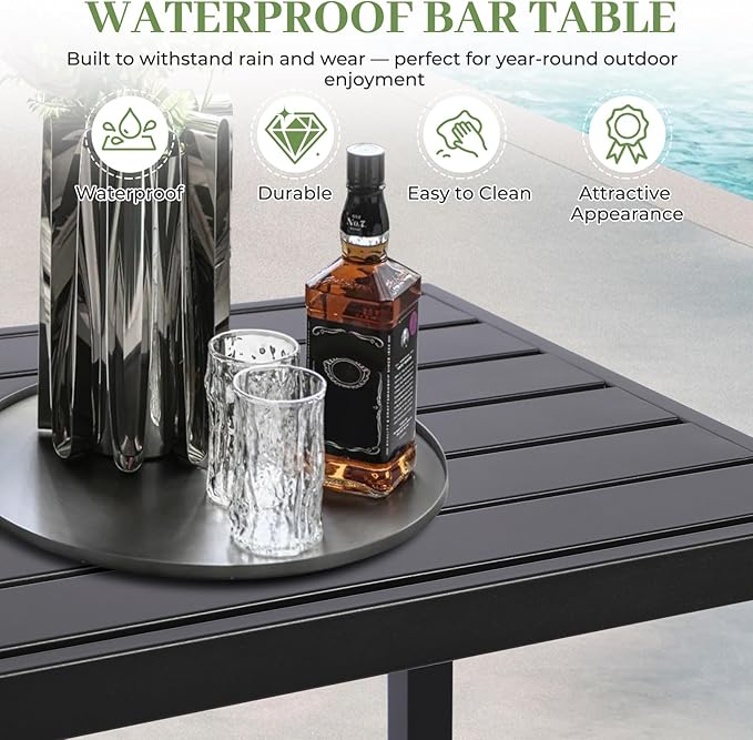 Outdoor Bar Table, Patio Counter Height Bar Table, 47" Rectangle Bar Table for Patio, Garden, Yard, Balcony - Photo 3