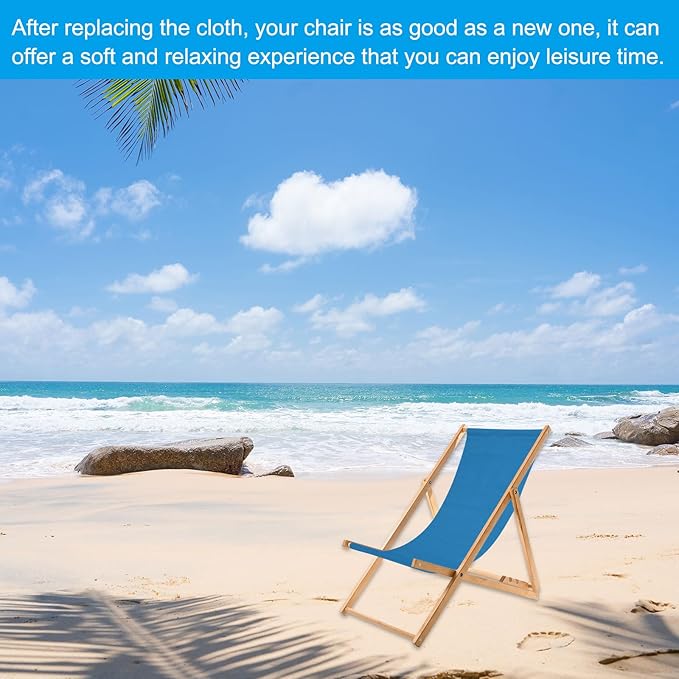 PATIKIL Oxford Fabric Beach Chair Replacement, Blue, Quick Dry, Waterproof, for Patio Camping