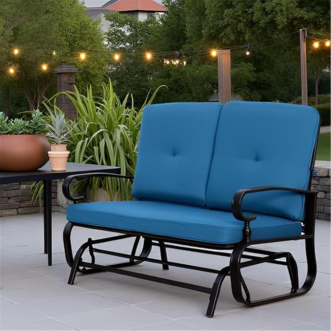 SUNCROWN Outdoor Swing Glider Chair, Patio 2 Seats Loveseat Rocking Chair with Cushions - Photo 1