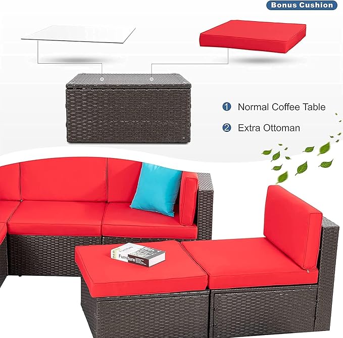 Vongrasig 6 Pieces Patio Furniture Set, Outdoor Sectional Sofa Couch - Photo 7