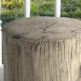 SUNBURY Outdoor Side Table Set of 2, Tree Stump Side Table Grey Colored Faux Wood, End Table Wood Stump Stool - Photo 2