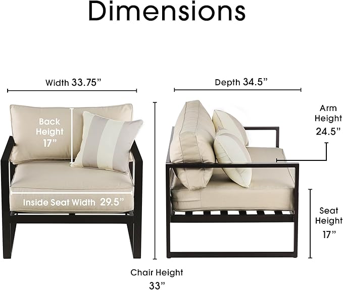 Serta Catalina Modern Outdoor Patio Furniture Collection with Bronze Metal Frame Finish, Arm Chair, Bronze