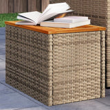 Set of 2 Outdoor Side Tables, Rectangular Patio End Table with Durable Synthetic Poly Rattan and Powder-Coated Steel - Photo 1