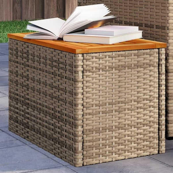 Set of 2 Outdoor Side Tables, Rectangular Patio End Table with Durable Synthetic Poly Rattan and Powder-Coated Steel - Photo 1