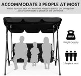Yaheetech 3-Seat Patio Swing Chair, Outdoor Canopy Porch with Adjustable Canopy & Removable Cushion - Photo 3