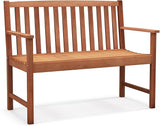 Giantex Outdoor Bench, Wood Patio Bench with Cozy Armrests & Backrest, Slatted Sitting Area, Eucalyptus Wood Frame - Photo 1